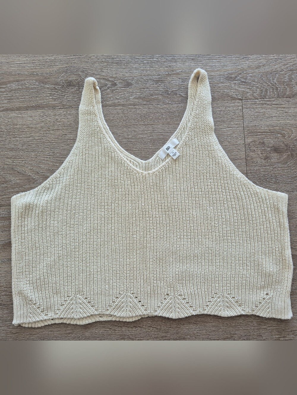 BP. Nordstrom Knit V-Neck Crop Tank in Cream